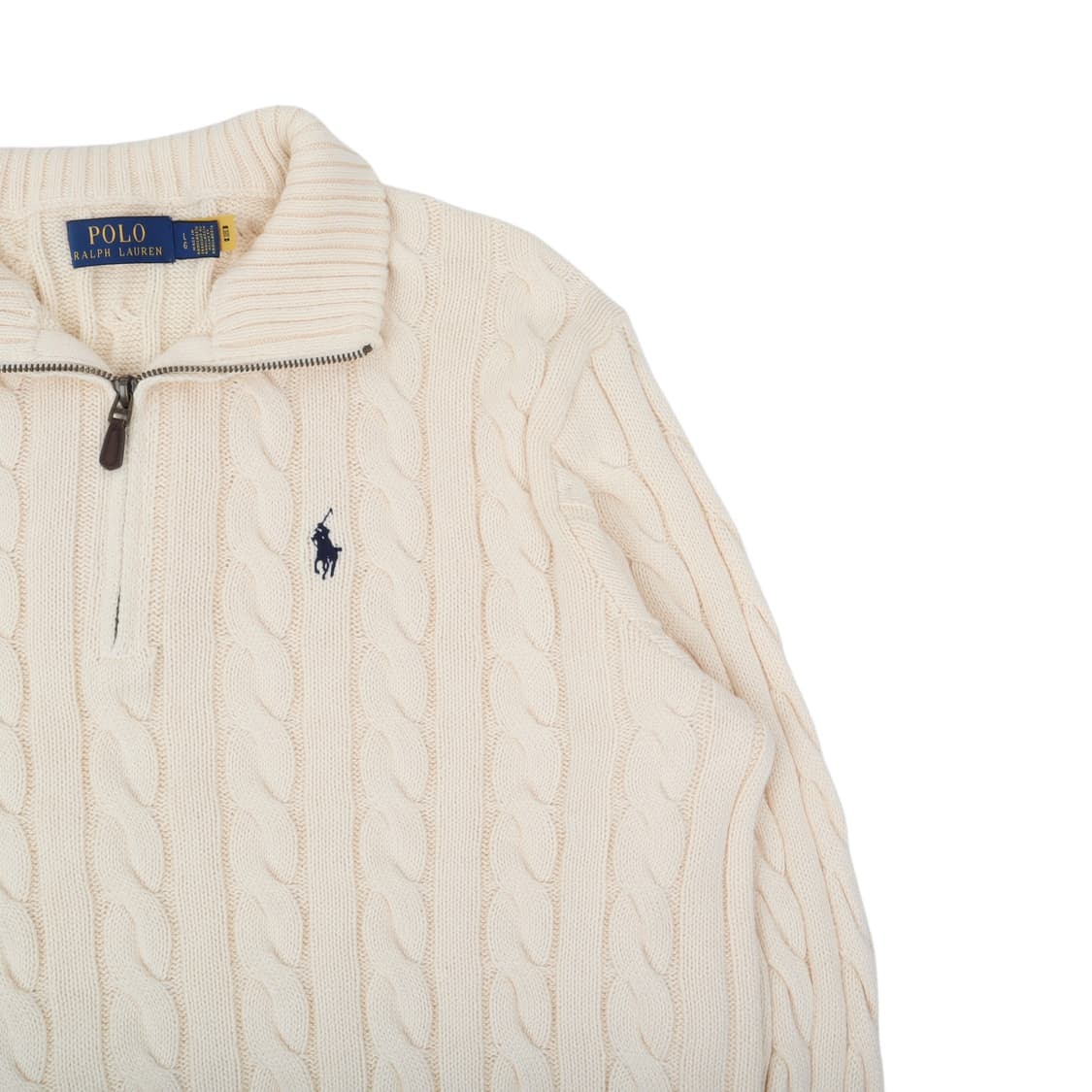 폴로 랄프로렌 QR 아이보리 케이블 하프집업 니트 스웨터 상품이미지3