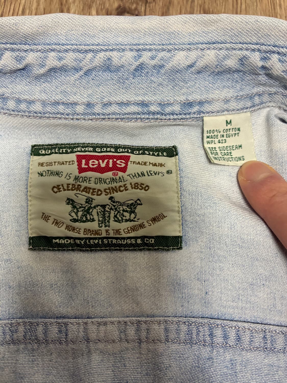 리바이스 워싱 데님 셔츠 웨스턴 셔츠 연청 M 상품이미지6