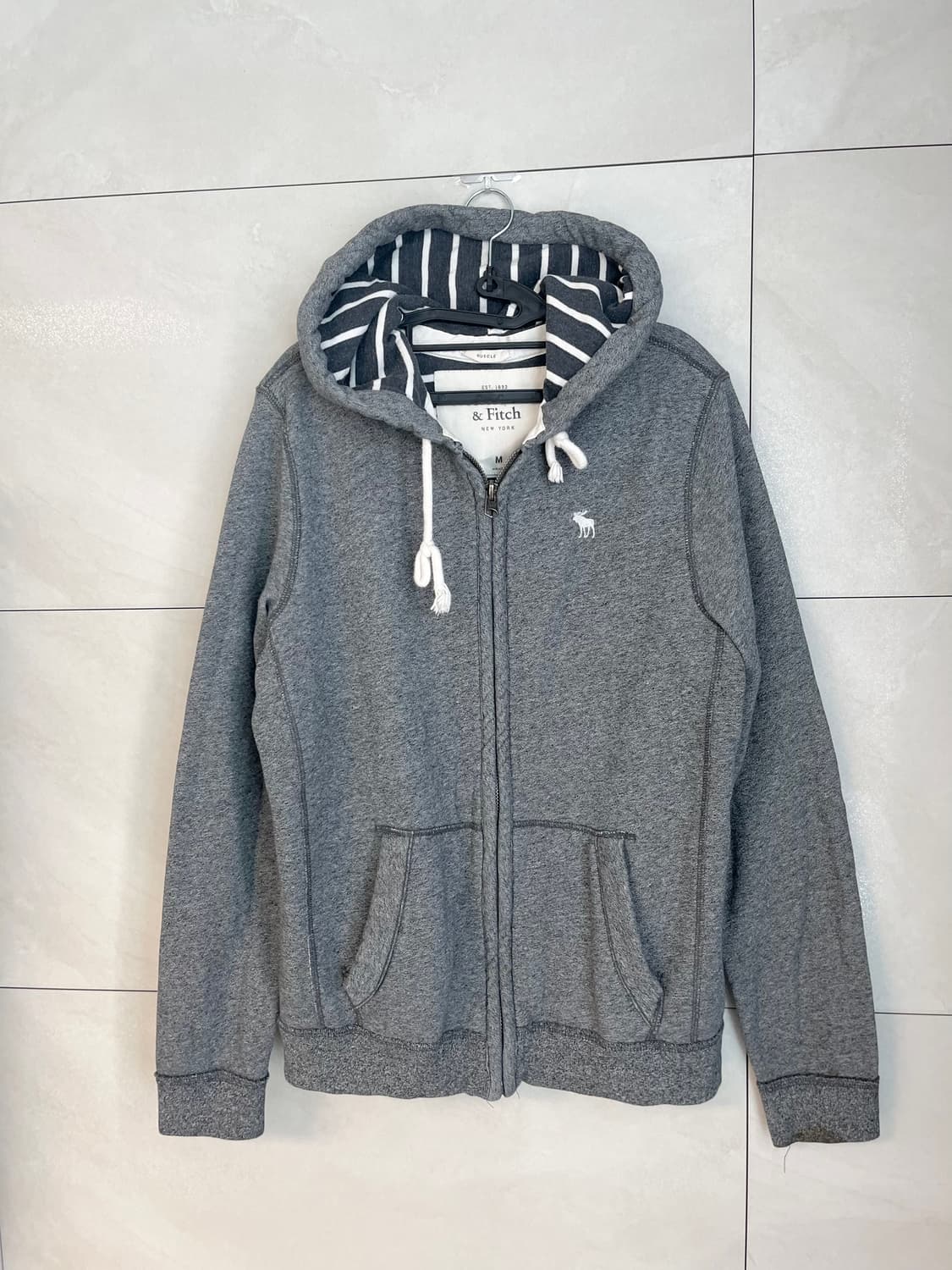 아베크롬비 화이트 순록 후드집업 그레이 [M size] 상품이미지3