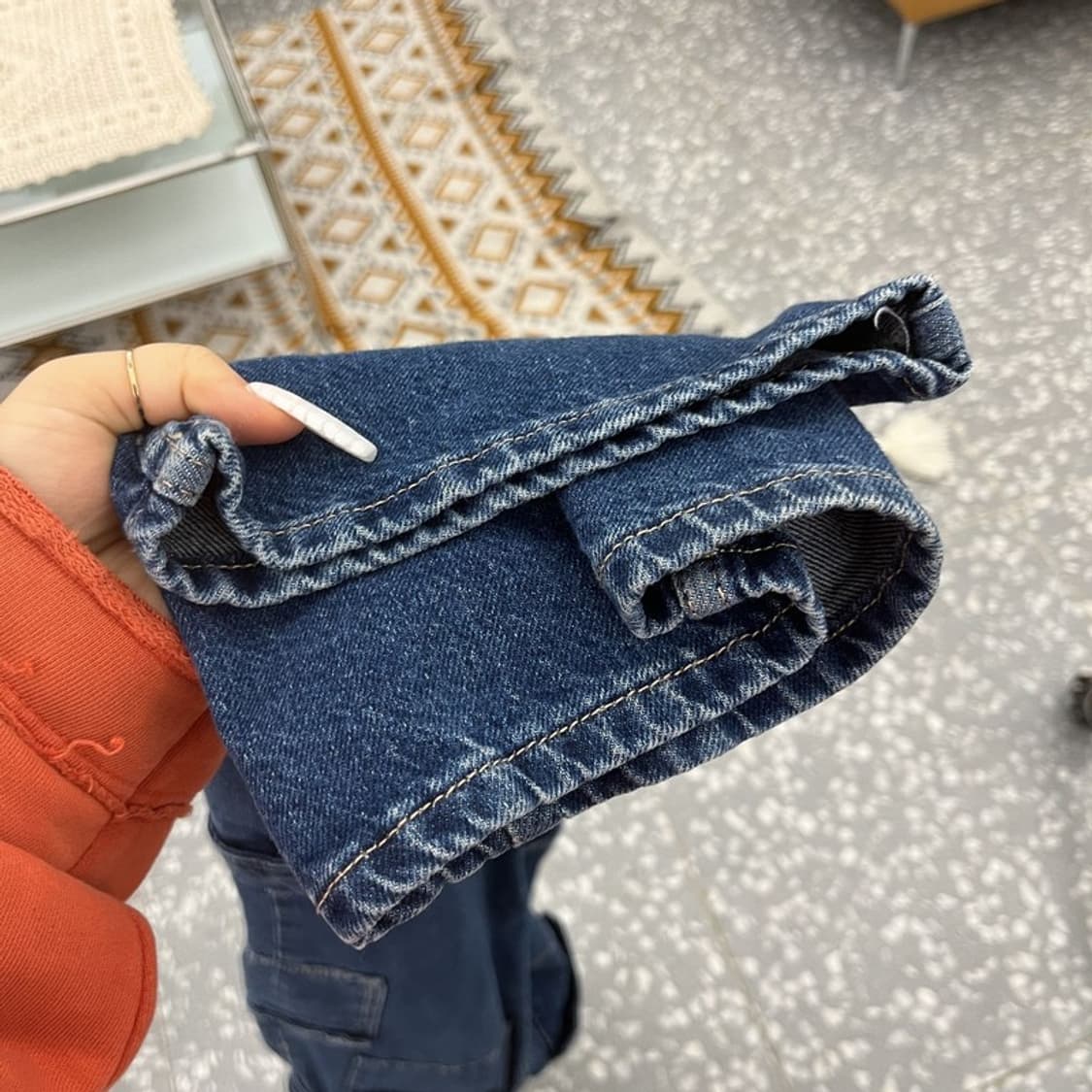 자라 핀터걸 미드라이즈 벨티드 데님 카고팬츠 26인치 C10726 상품이미지7