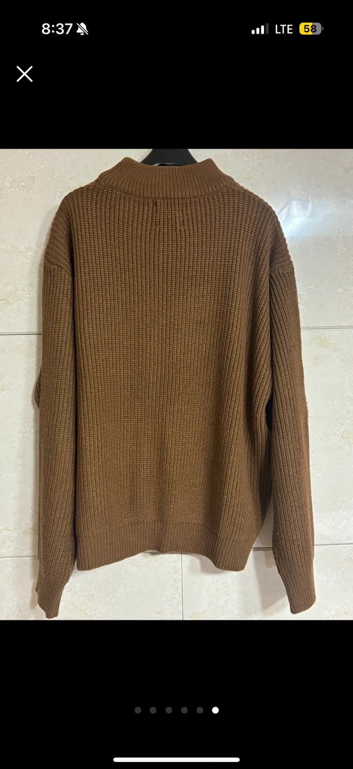 갈색 반폴라 와플골지 니트 상품이미지6