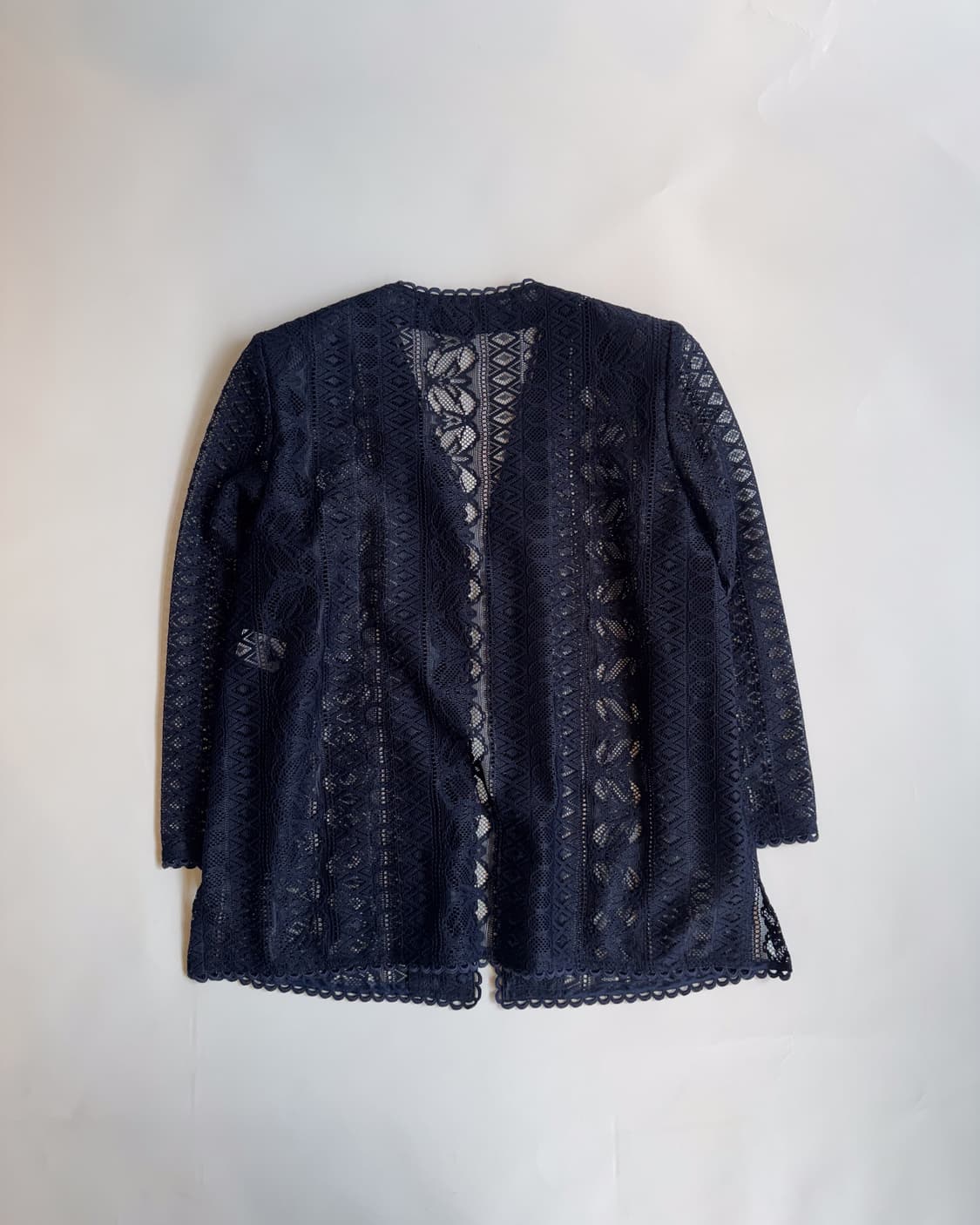 Navy Floral Lace Sheer Cardigan 상품이미지3