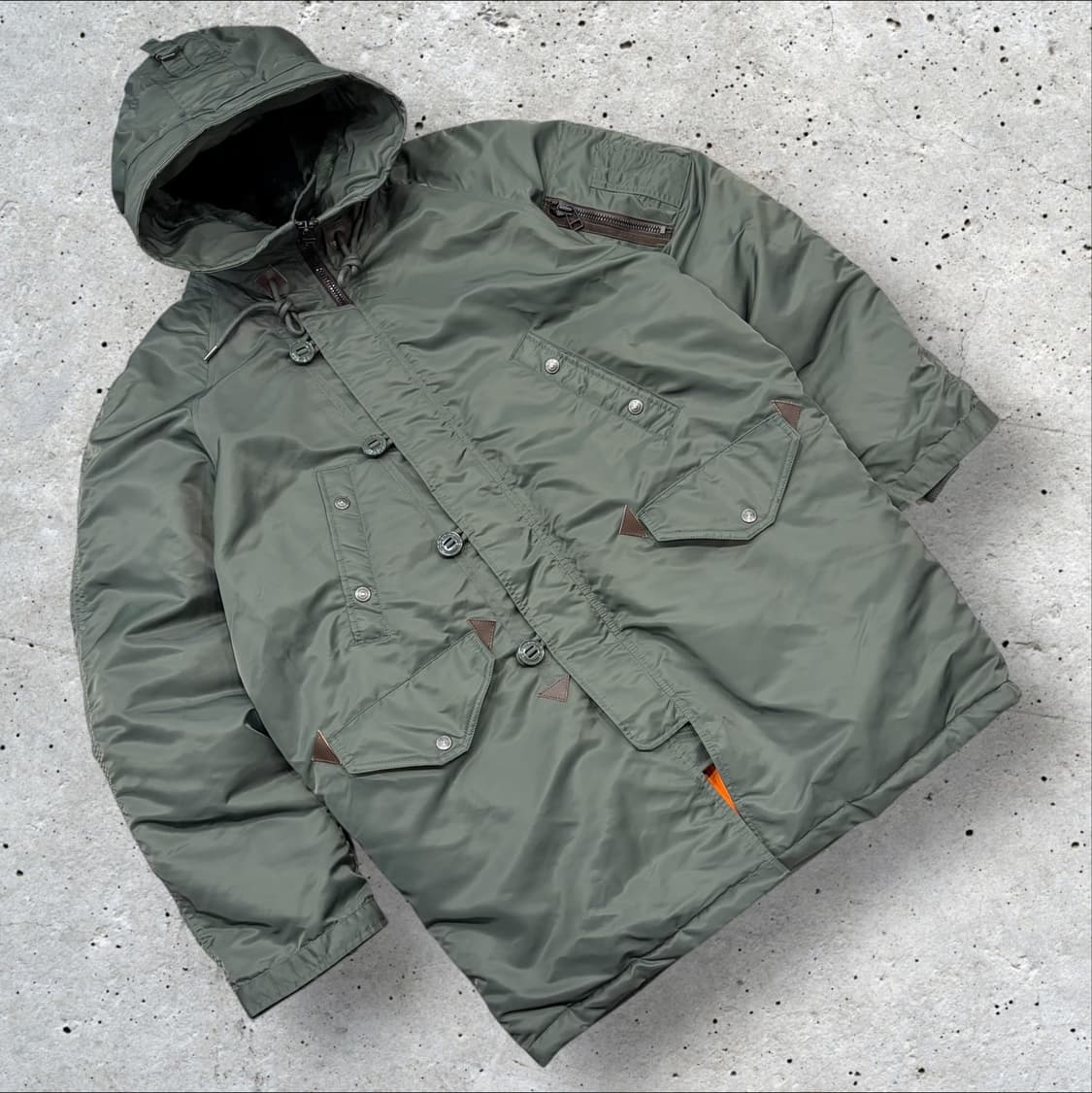 [L] 프리즘웍스 N3B 후드 야상 점퍼 카키색 C318 상품이미지1