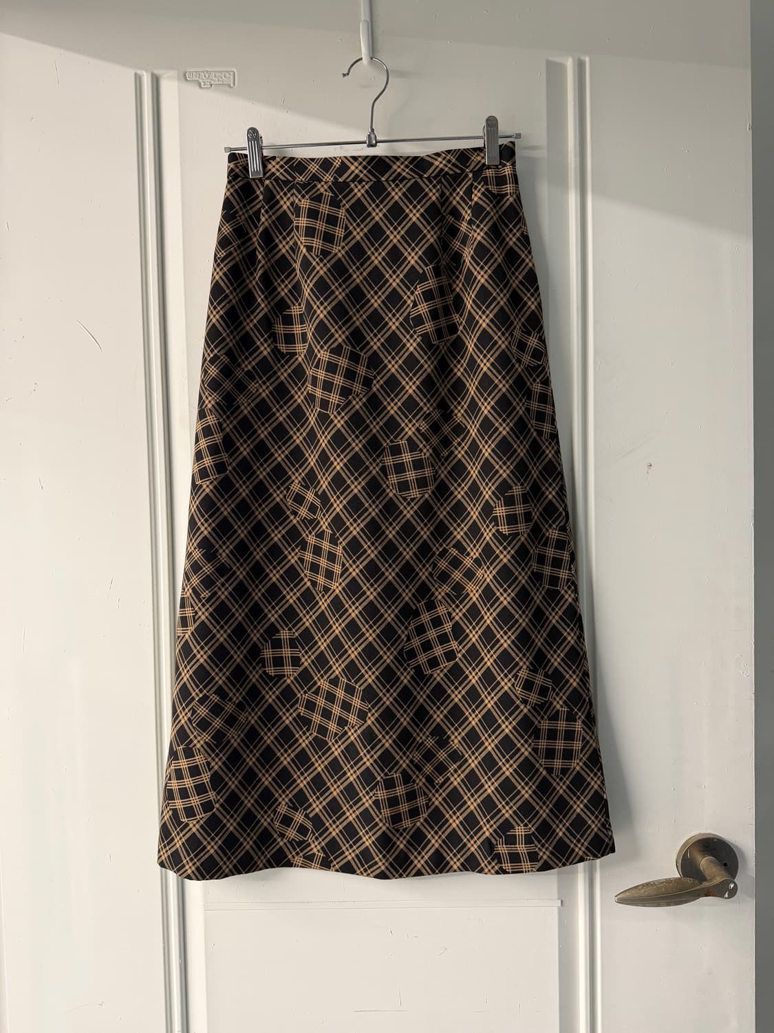 일본빈티지 패치워크 브라운체크 롱스커트 상품이미지6