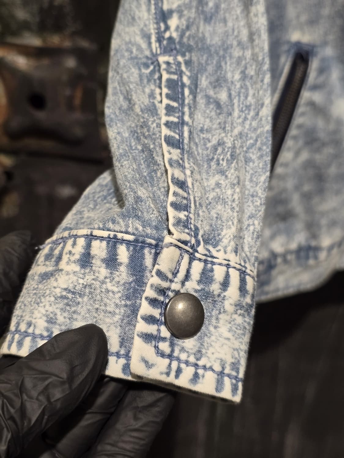 Acid Wash Denim Biker Jacket 상품이미지2