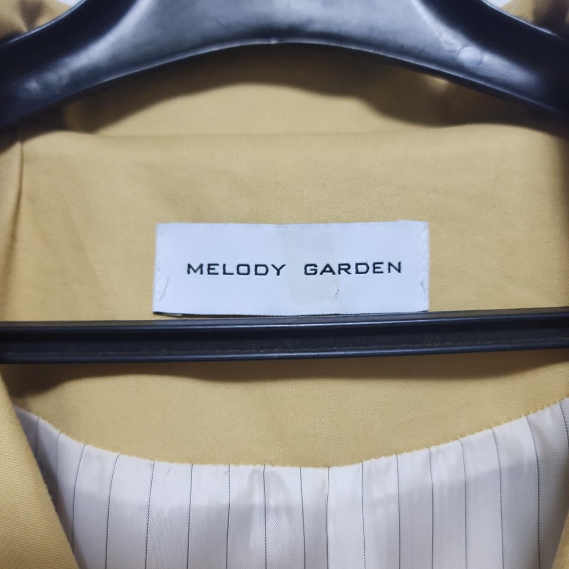 멜로디가든 베이직 코튼 트렌치코트 더블버튼 하프 롱 베이지 아우터 상품이미지4