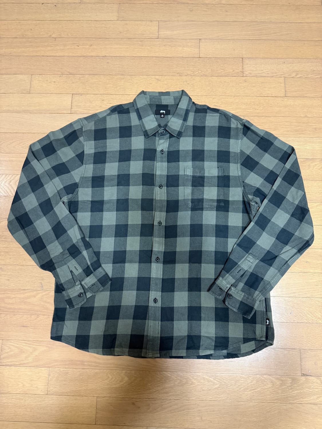 [XXL] stussy 스투시 롱슬리브 셔츠 블랙 그레이 상품이미지1