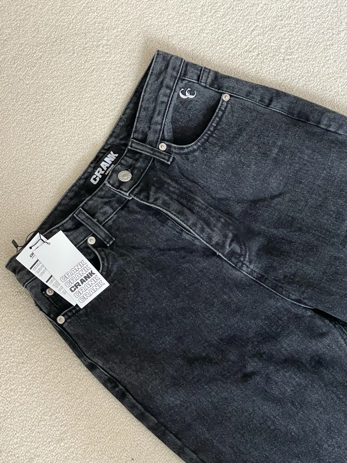 크랭크 흑청 데님 부츠컷 팬츠 M 새상품 상품이미지5