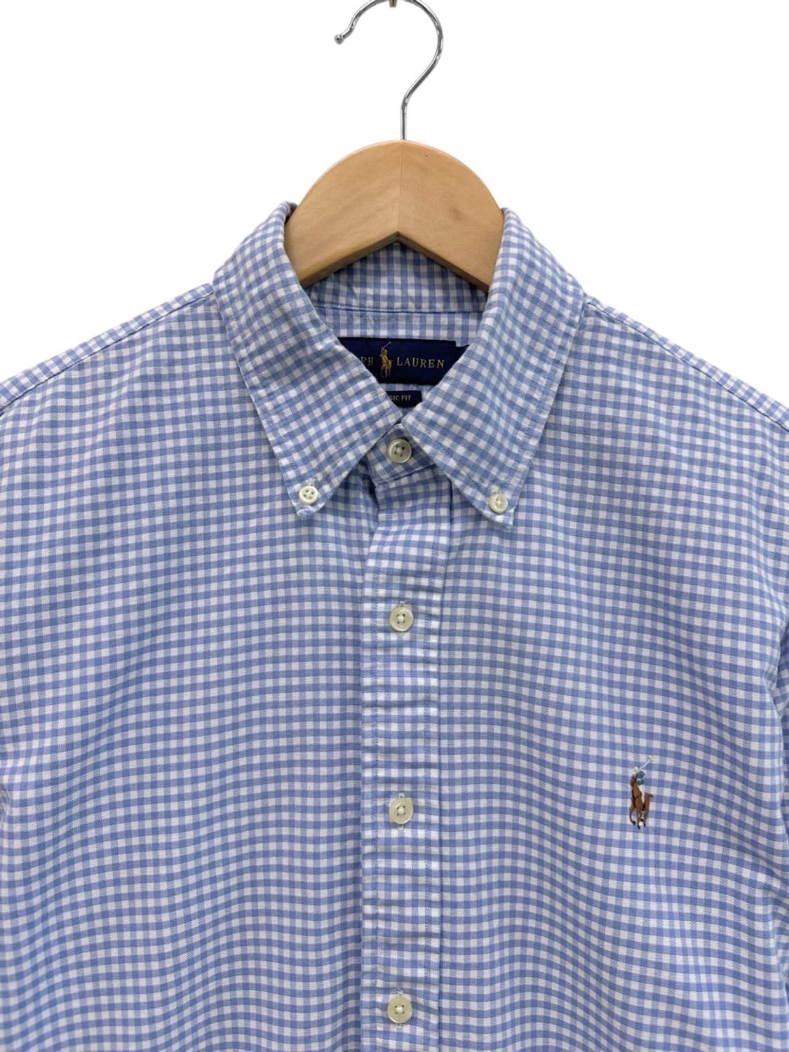 폴로 체크셔츠 화이트&스카이블루 (M,클래식핏) 상품이미지2