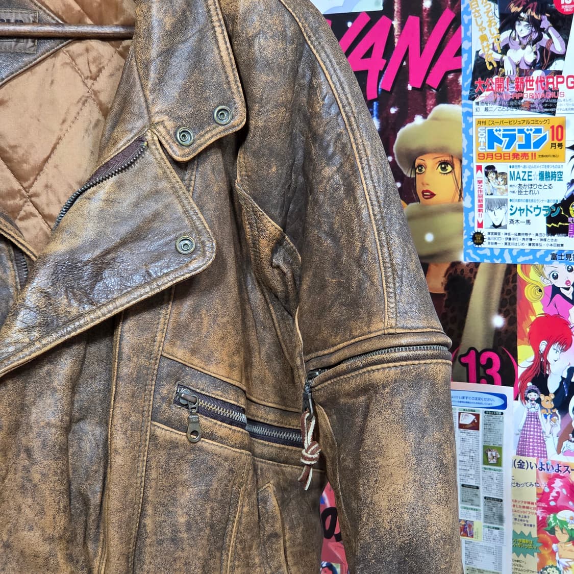 빈티지 돈피 카멜 브라운 가죽 봄버 상품이미지4