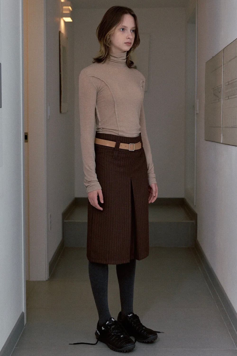 시눈 semi rise stripe midi skirt 상품이미지1