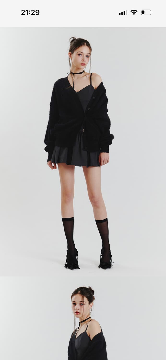 페인오어플레져 에바 퍼 가디건 블랙 상품이미지5