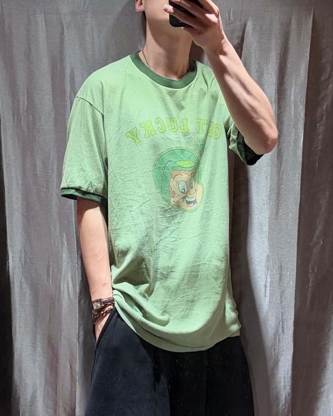 XL Get Luck 프린팅 그린 링거티 상품이미지1