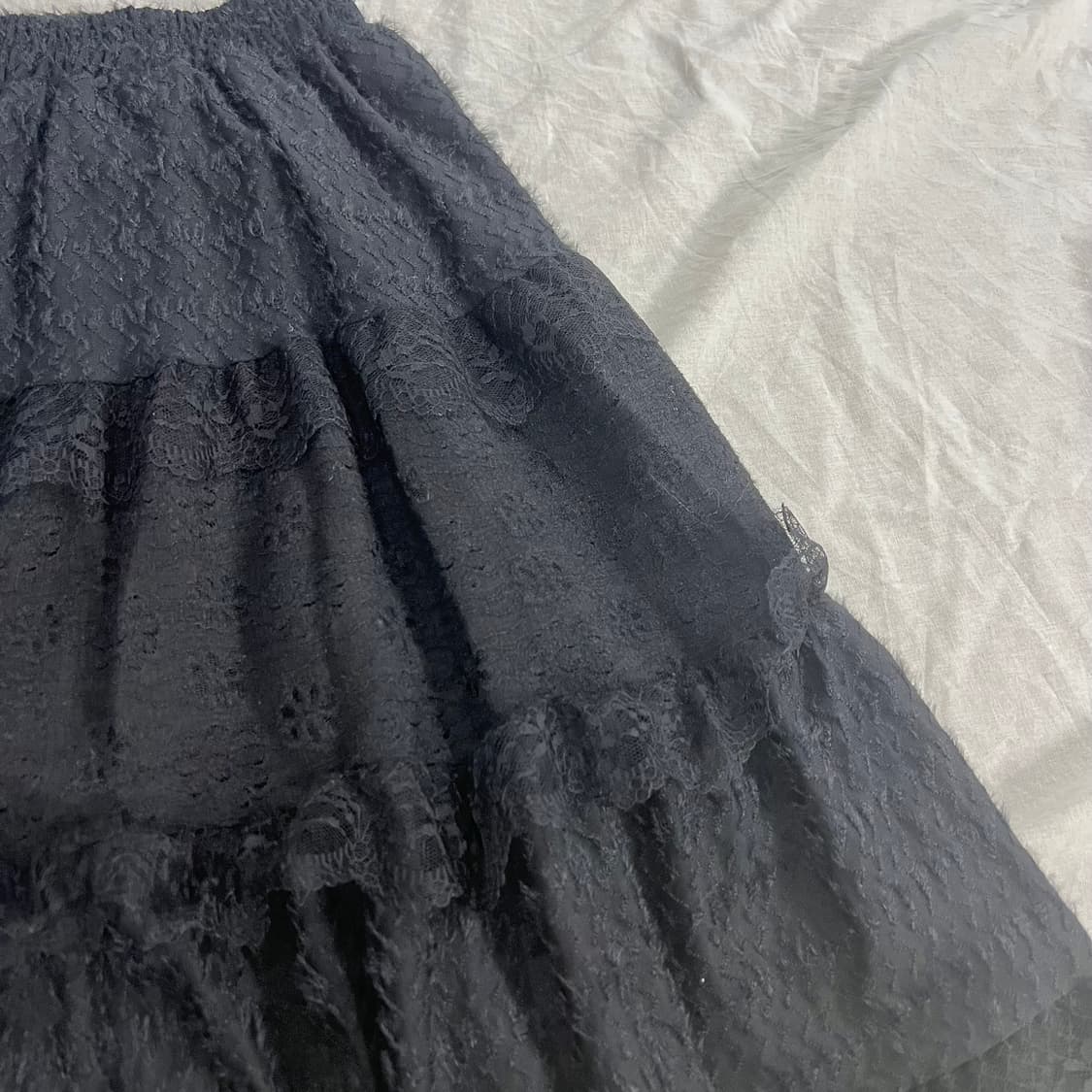 모리걸 하구미 레이스 캉캉 롱스커트 블랙 스커트 상품이미지2