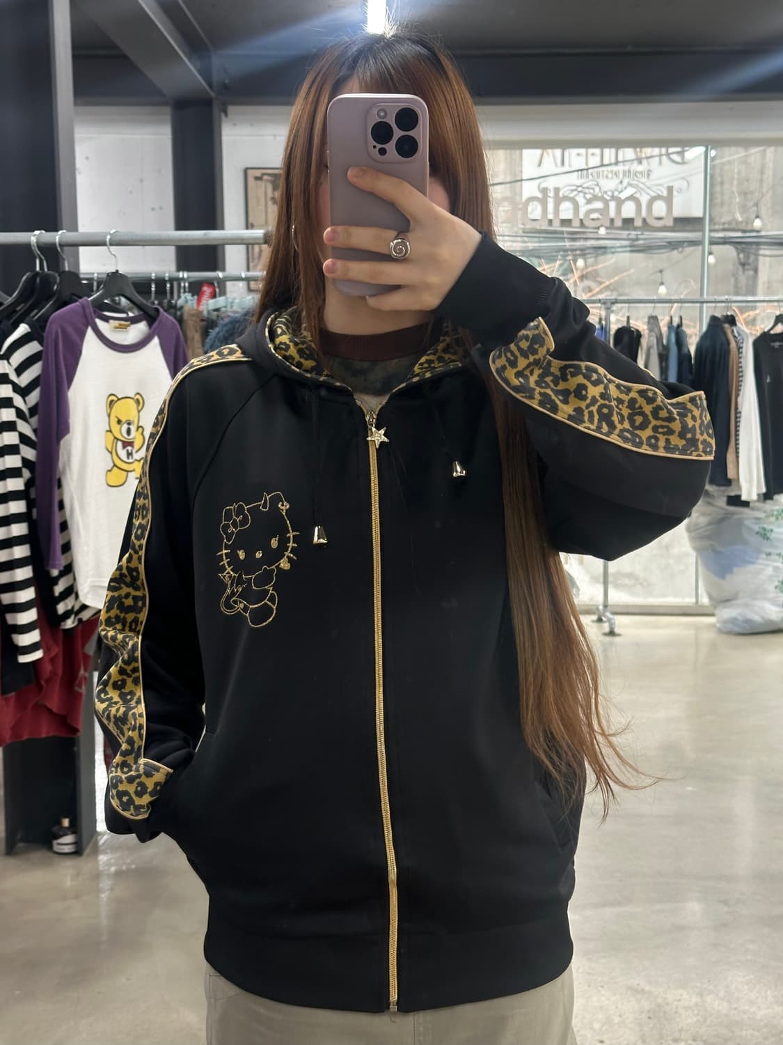 헬로키티 레오파드 갸루 스타 데빌키티 후드집업 상품이미지2