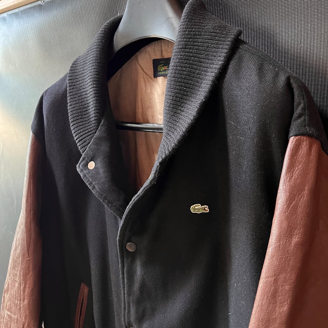 00s 라코스테 레더 슬리브 바시티 자켓 Made in Italy (DE 상품이미지3