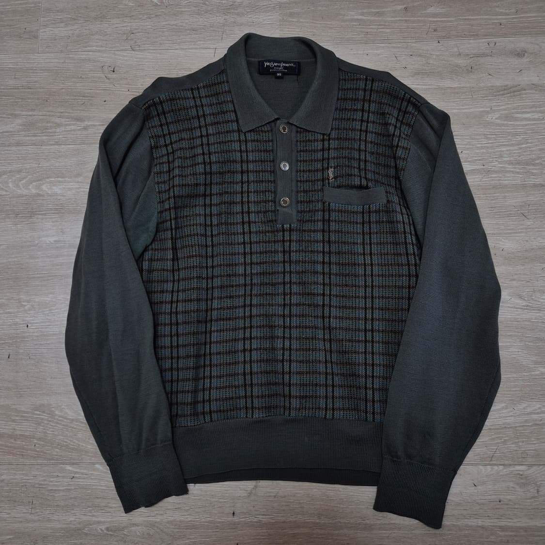 입생로랑 멀티체크 카라 니트 M(95) 상품이미지1