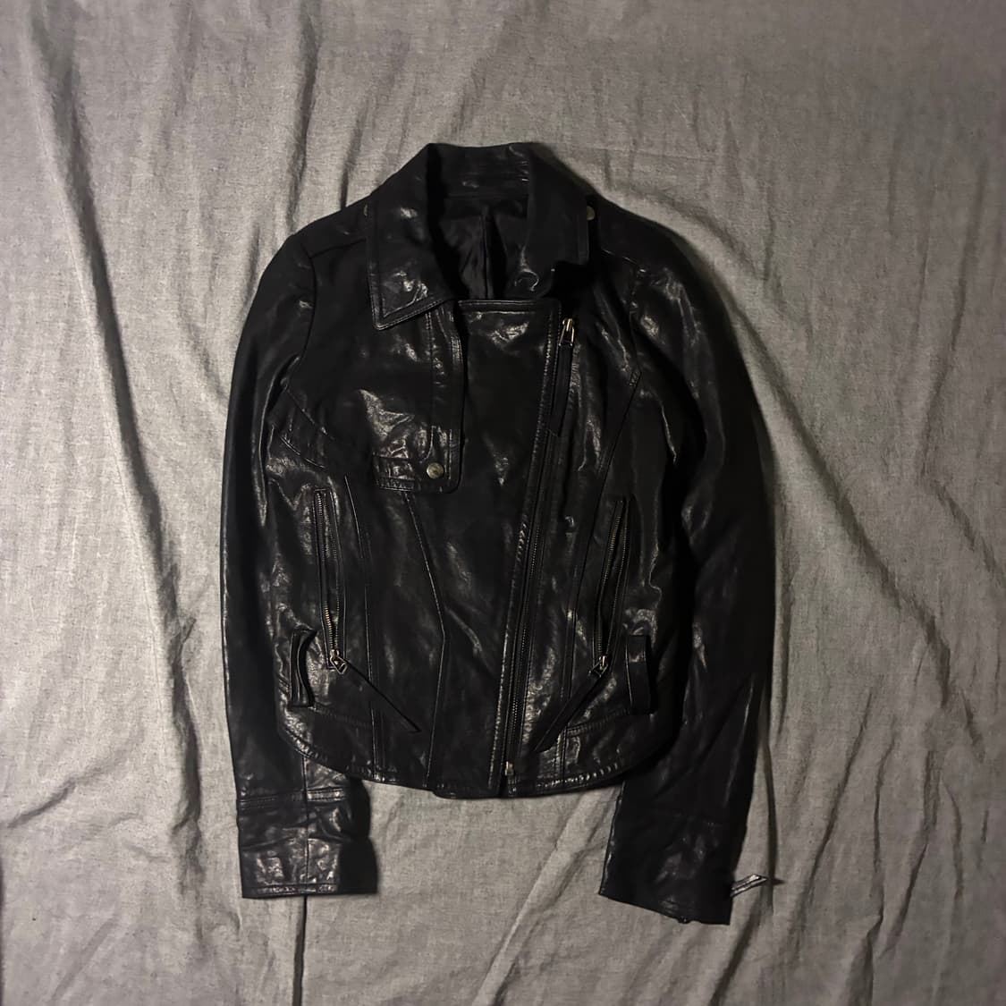 vintage black leather jacket 상품이미지1