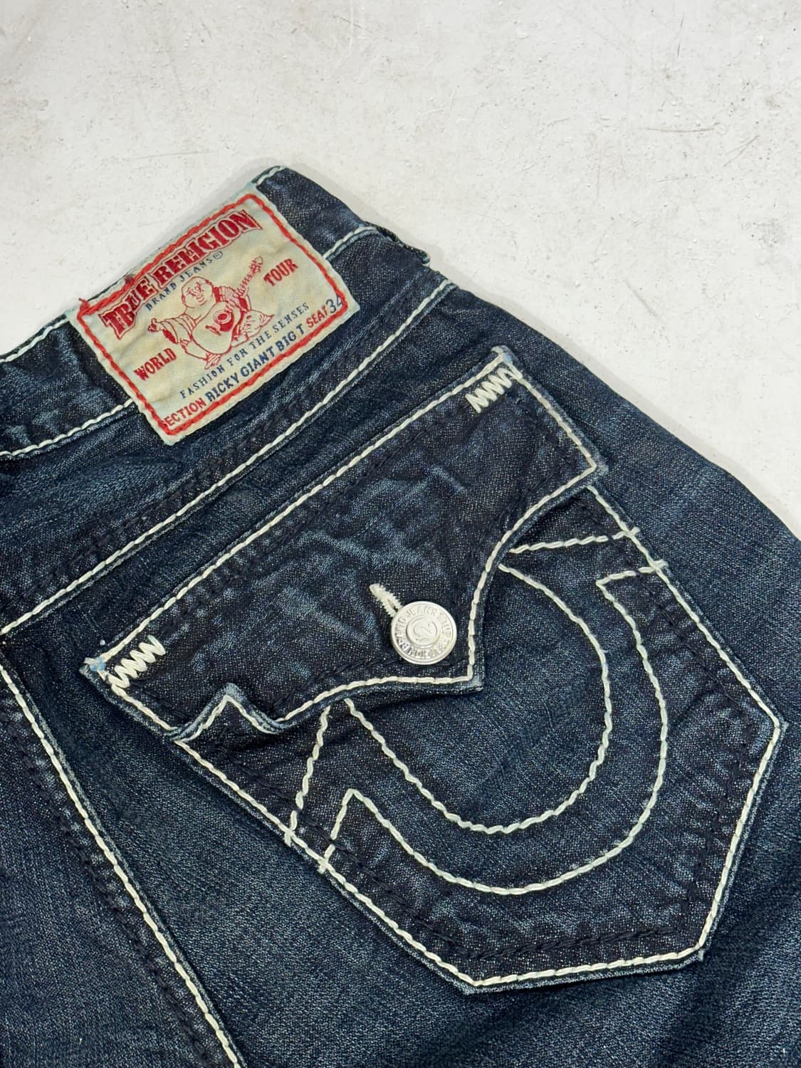 트루 릴리전 리키 자이언트 빅 T 자수 빅로고 와이드 데님 팬츠 청바지 상품이미지6