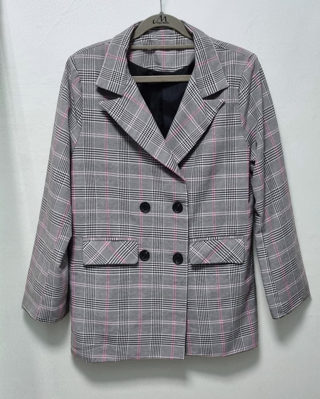 샐리 더블버튼 체크 자켓 상품이미지2