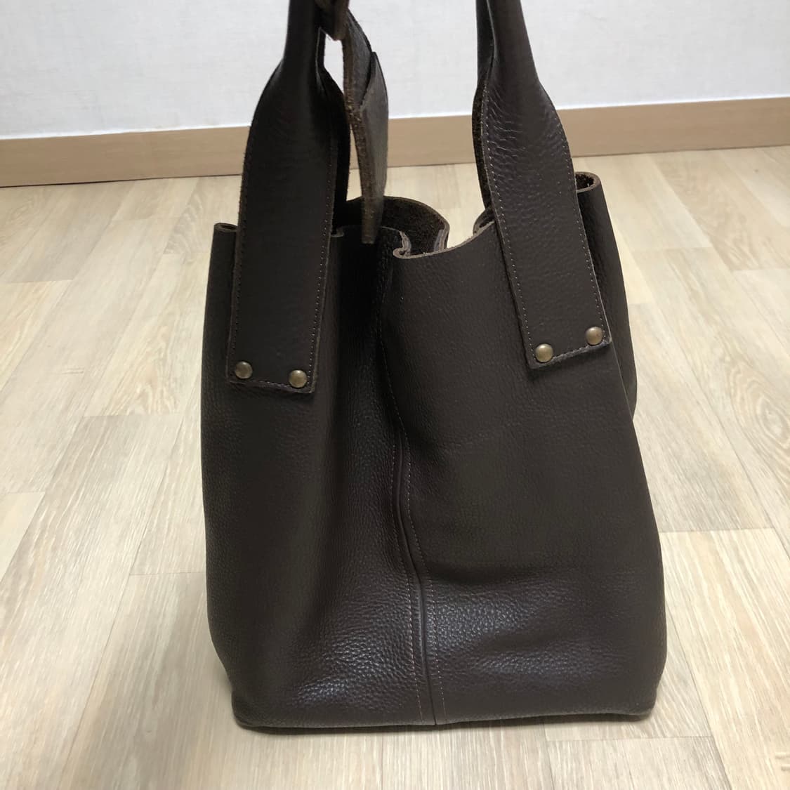 (OS) 빈티지 Vintage 카우 하이드 소가죽 토트백 카키 브라운 상품이미지10