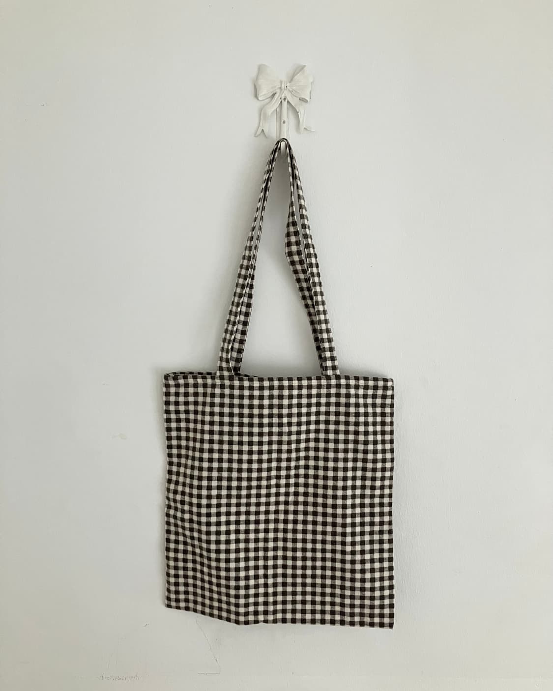 브라운 체크 에코백 상품이미지3