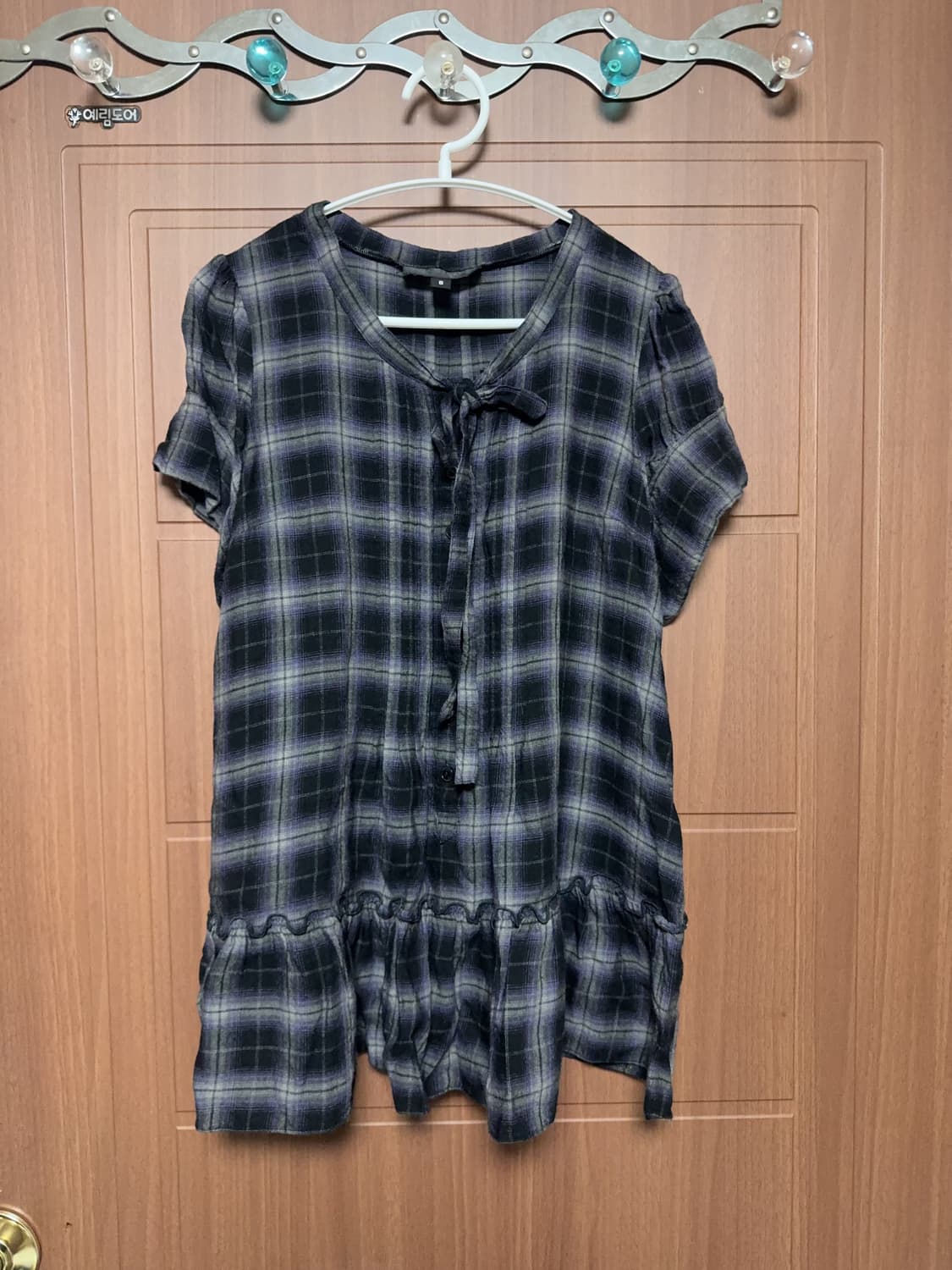 모리걸 하구미 일본 빈티지 질스튜어트 체크 반팔 블라우스 상품이미지1