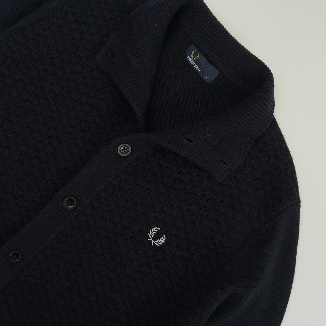 Fred Perry 프레드 페리 네이비 램스울 버튼 가디건 상품이미지3