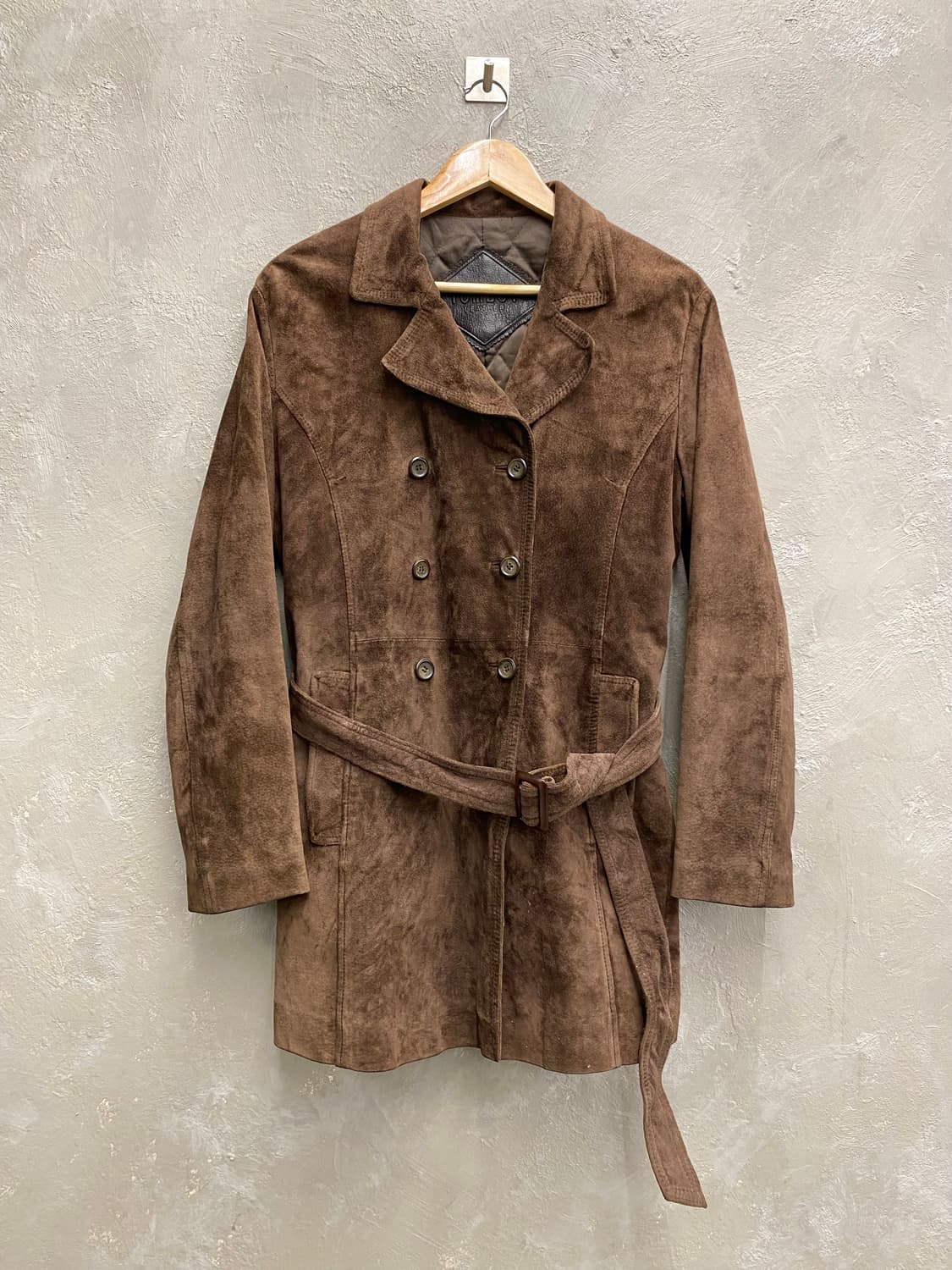 [M] Tomboy 톰보이 브라운 스웨이드 더블 브레스티드 코트 상품이미지2