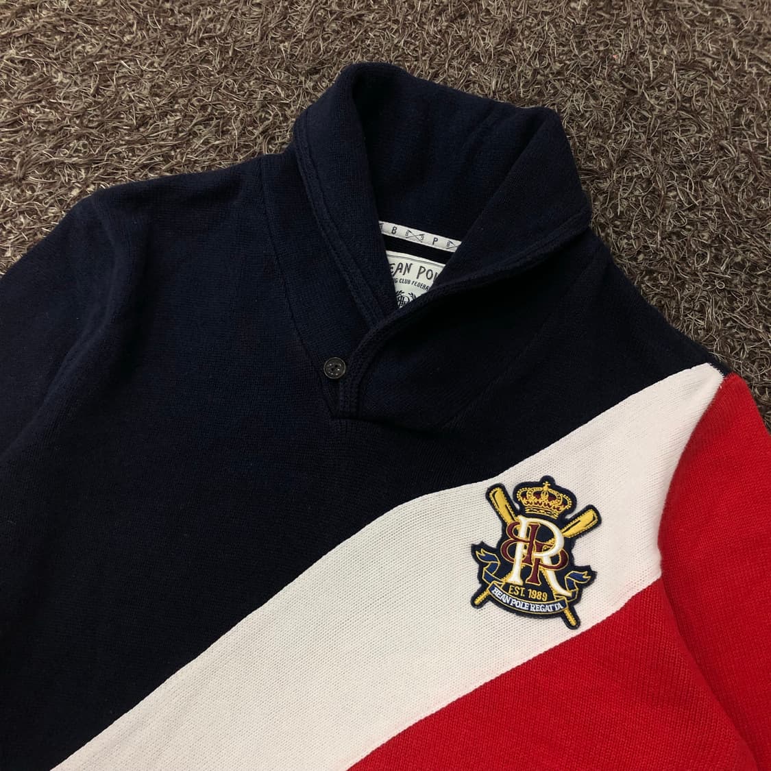 100 빈폴 숄카라 배색 니트 상품이미지2