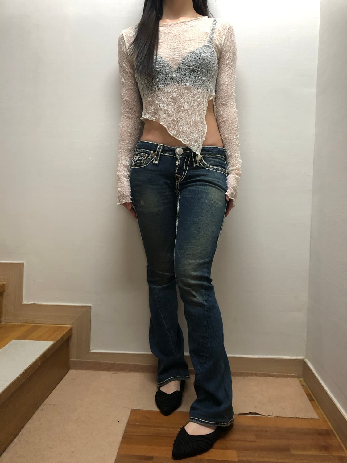 빈티지 트루릴리젼 화이트 스티치 데님 팬츠 상품이미지7