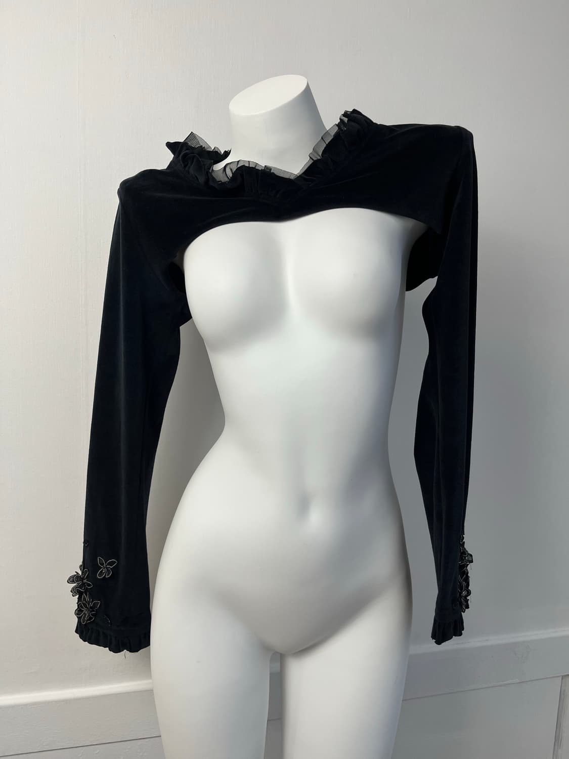 POTECHINO 블랙 벨벳 볼레로 상품이미지1