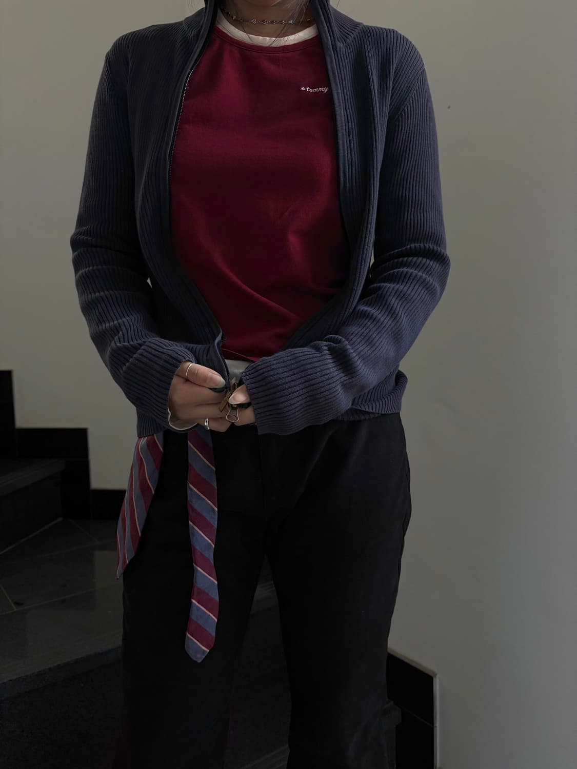 타미힐피거 네이비 니트집업 상품이미지4