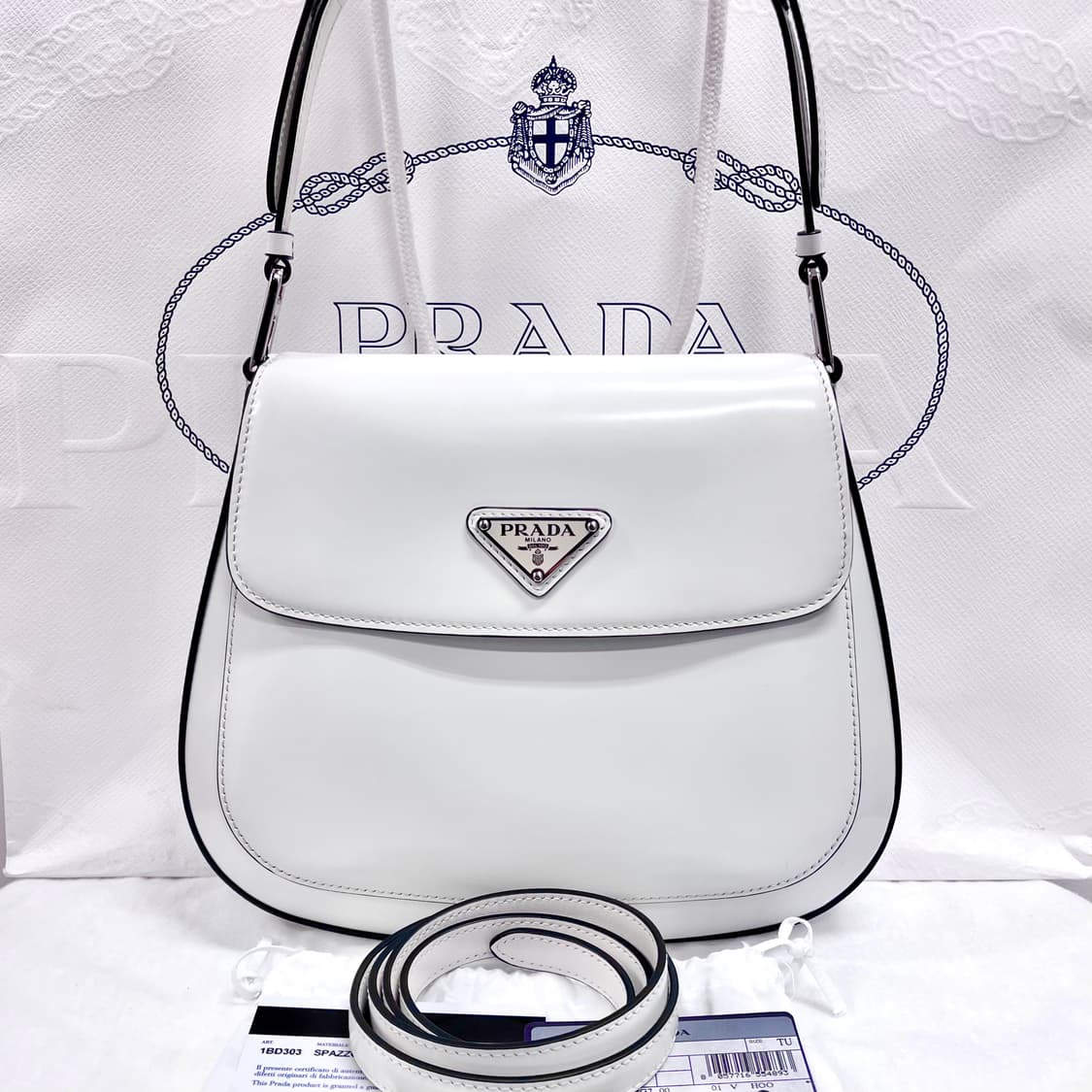 [S급/정품] 프라다 클레오 브러쉬드 화이트 숄더백 가방 상품이미지1