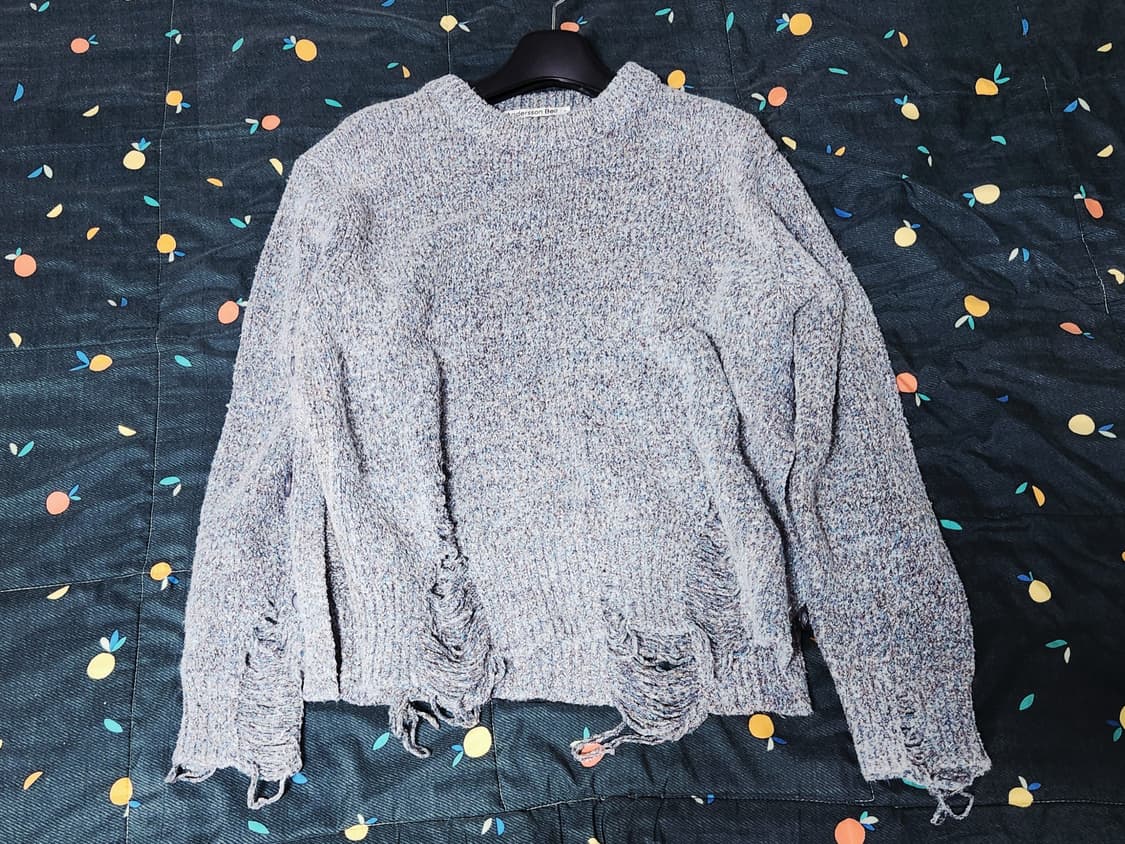 앤더슨벨 데미지 크루넥 니트 퍼플(M) 상품이미지1