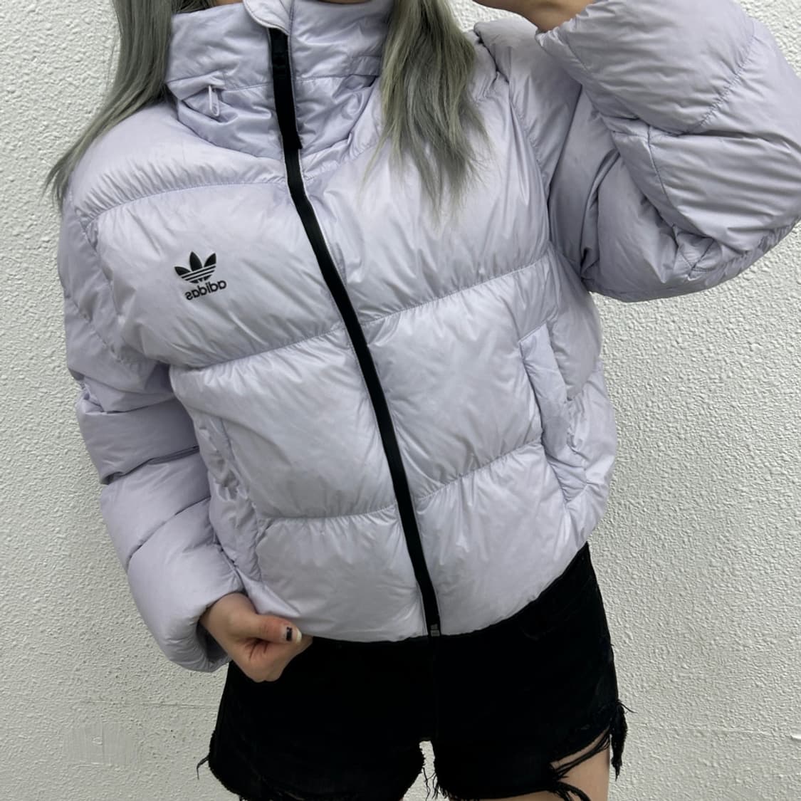 아디다스 파이어버드 로고 연보라 숏패딩 M 상품이미지2