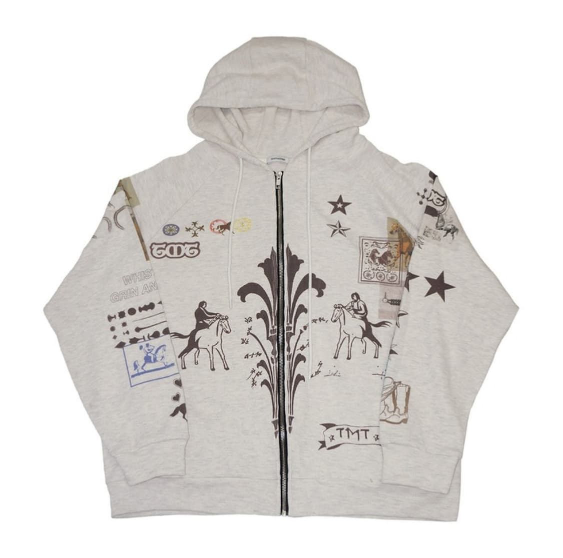 투머치택스 프린티드 와플 후드집업 상품이미지1