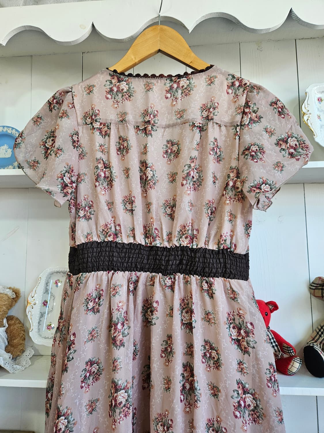 axes femme 로즈 패턴 레이스 쉬폰 원피스 상품이미지5