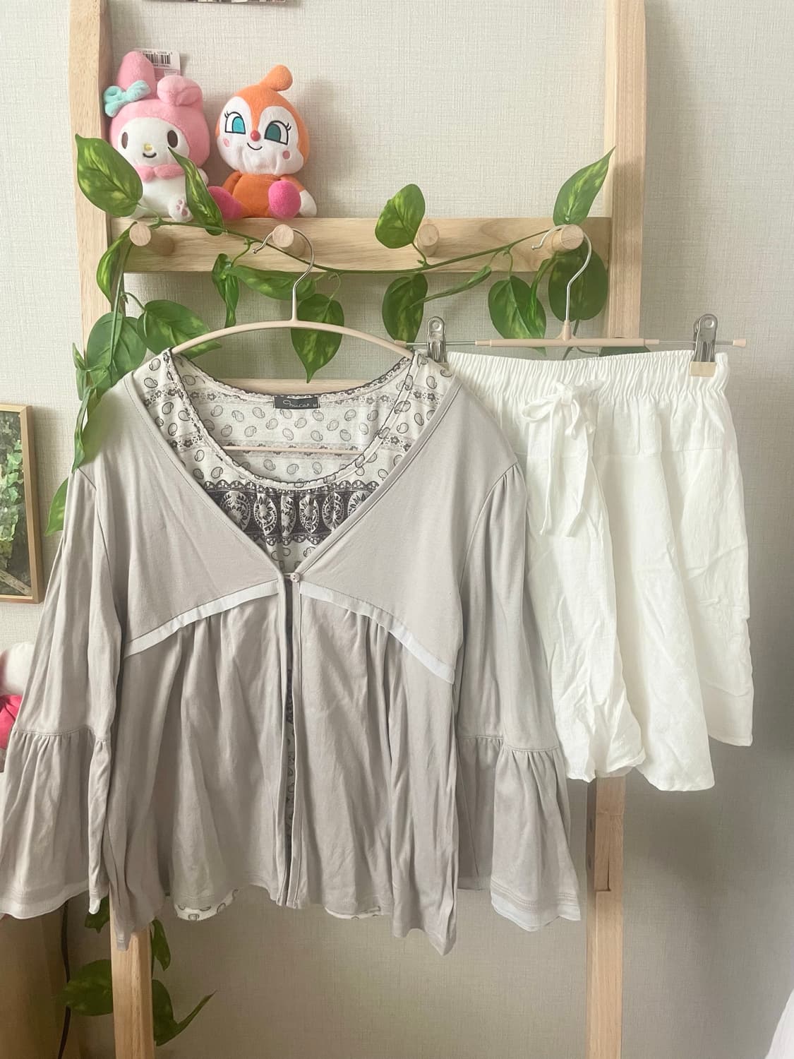 모리걸 빈티지 가디건 슬리브리스 set 💜🤍🫧 상품이미지1