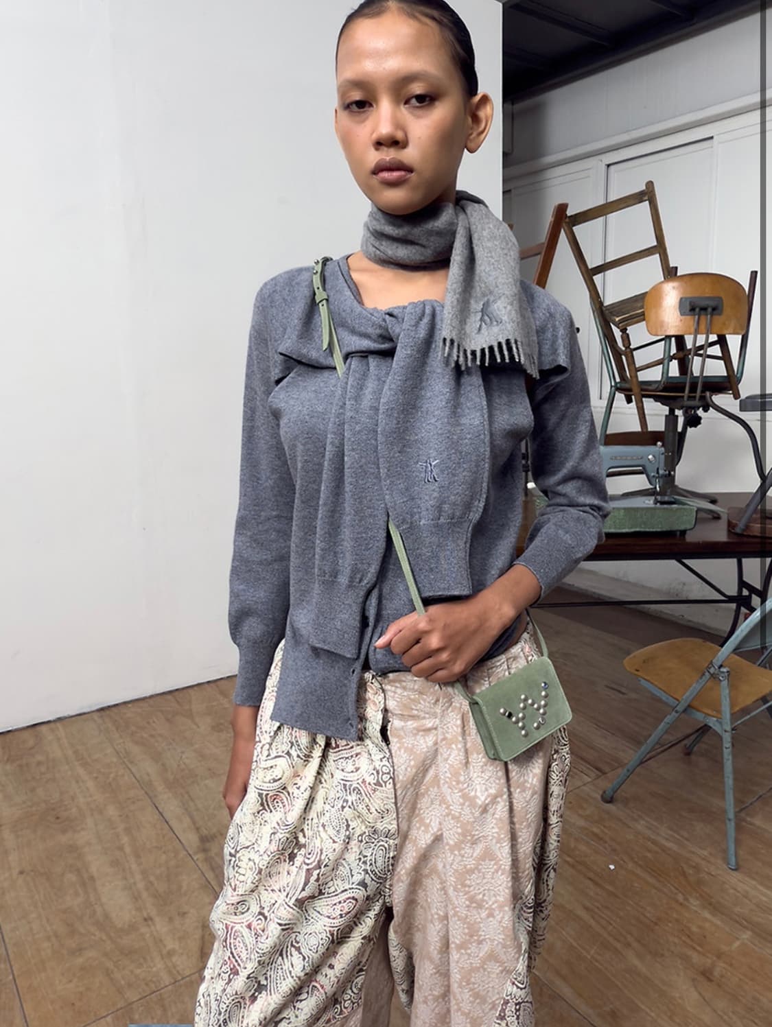 open yy sleeve layered cardigan gray  상품이미지1