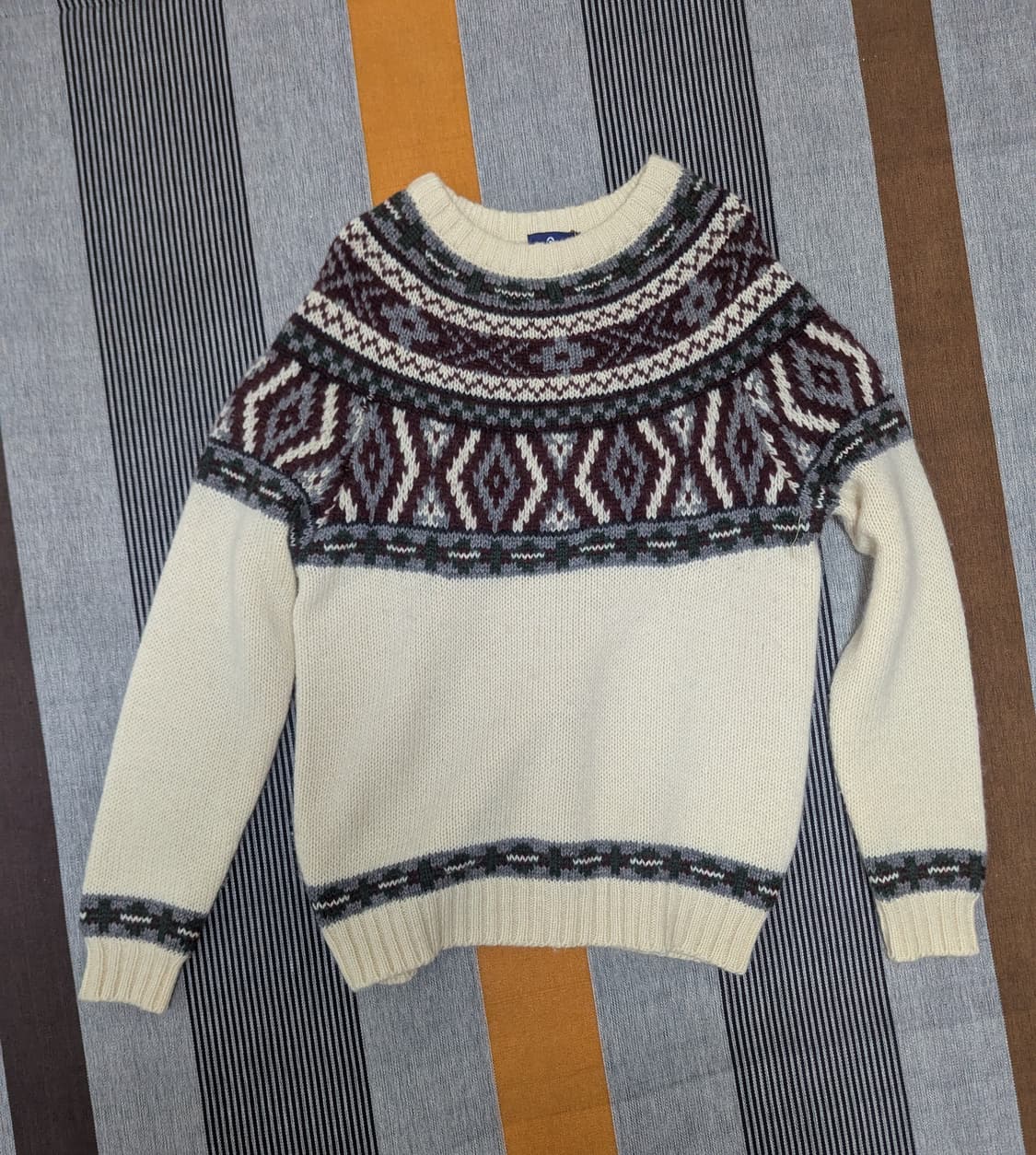 90's 울리치 페어아일 패턴 울 니트 상품이미지1