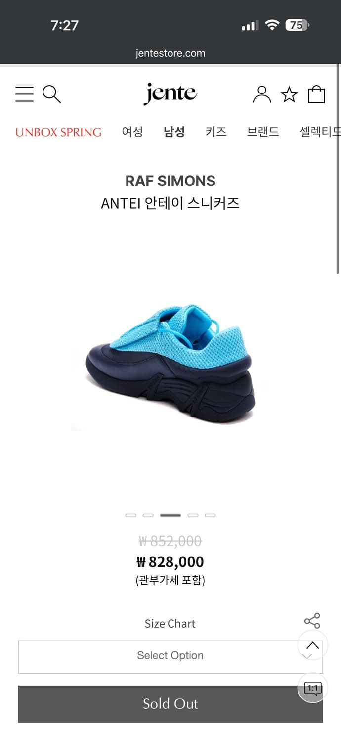 라프 시몬스 안테이 스니커즈 블루/블랙 42 상품이미지2