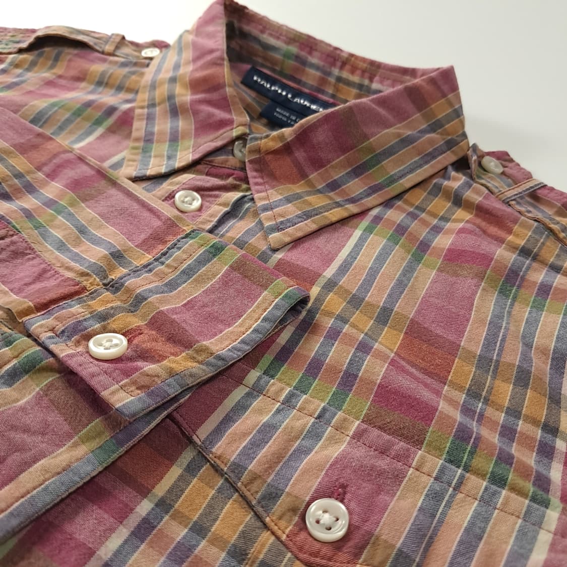 CK207 XL 폴로 90s 핑크 마드라스체크 유틸리티 셔츠 남방 상품이미지4