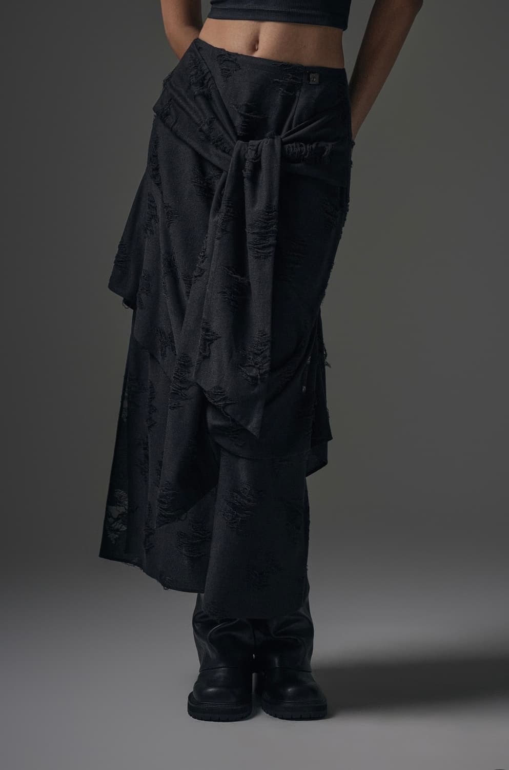 트리밍버드 Strap Drape Damage Skirt 상품이미지3