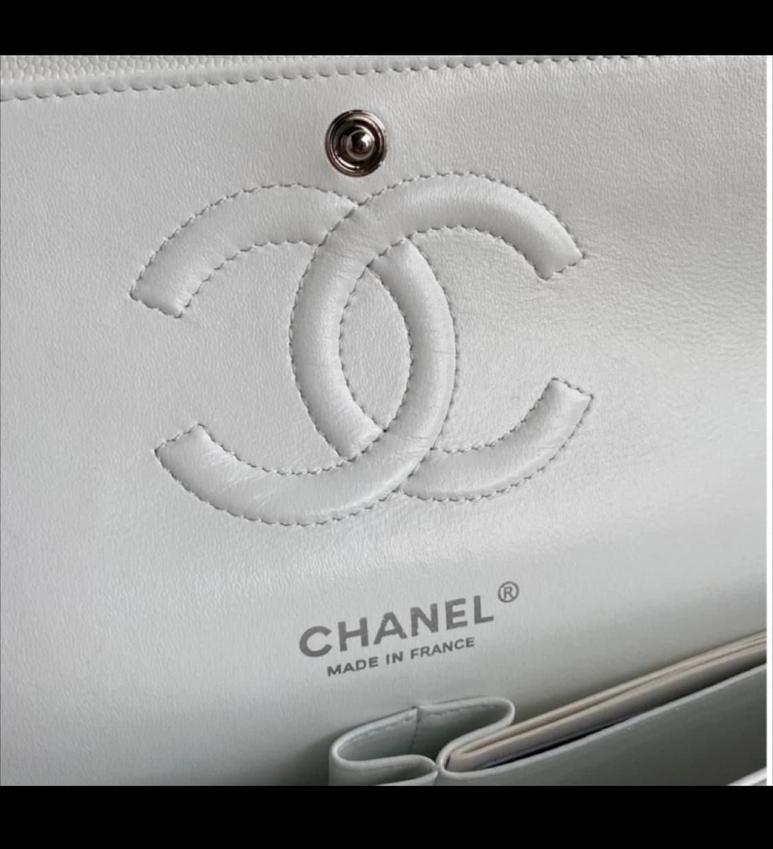 샤넬 클래식 플립백 화이트 캐비어 은장 상품이미지7