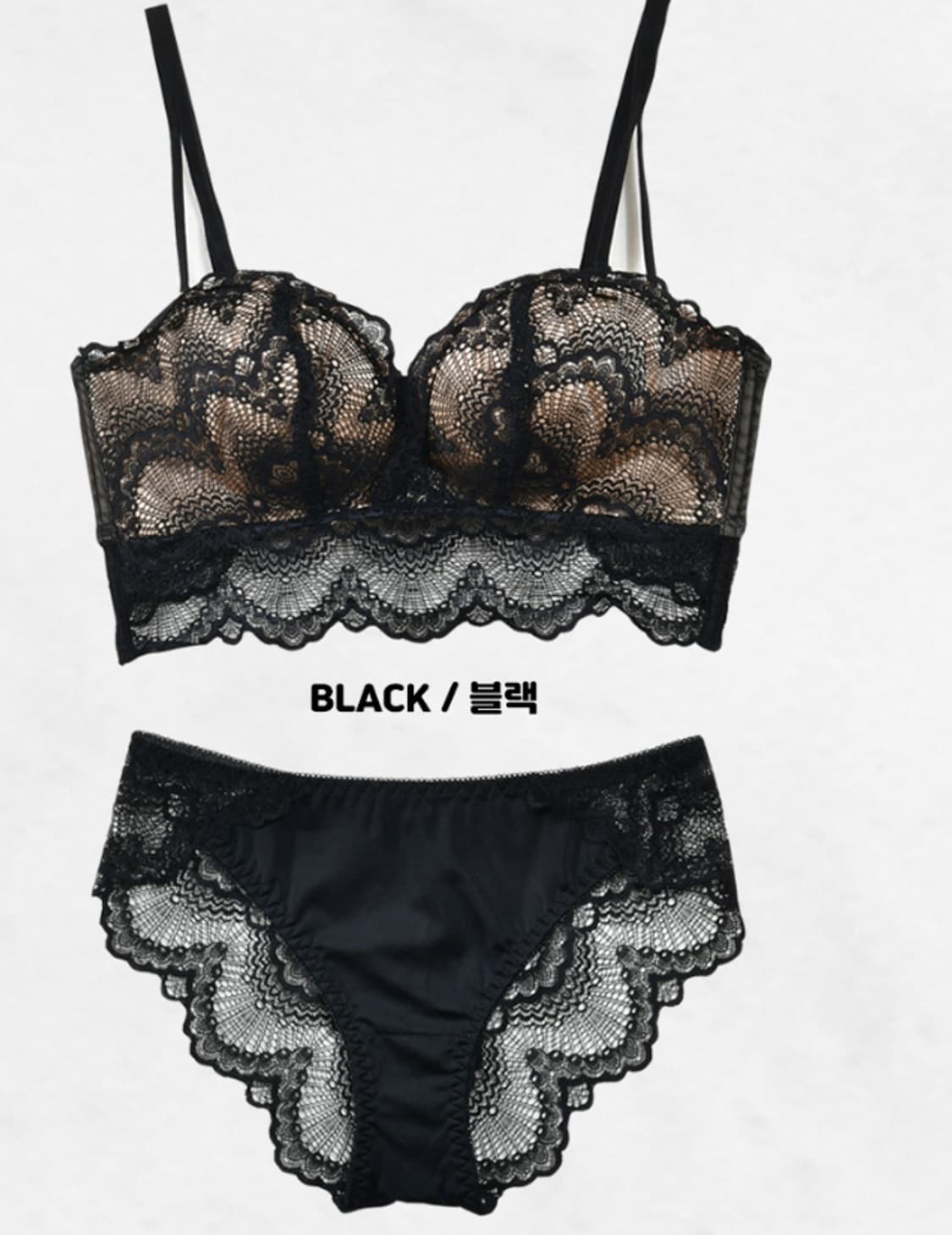 시스루 노와이어 C컵브라 햄팬티세트 판매 상품이미지1