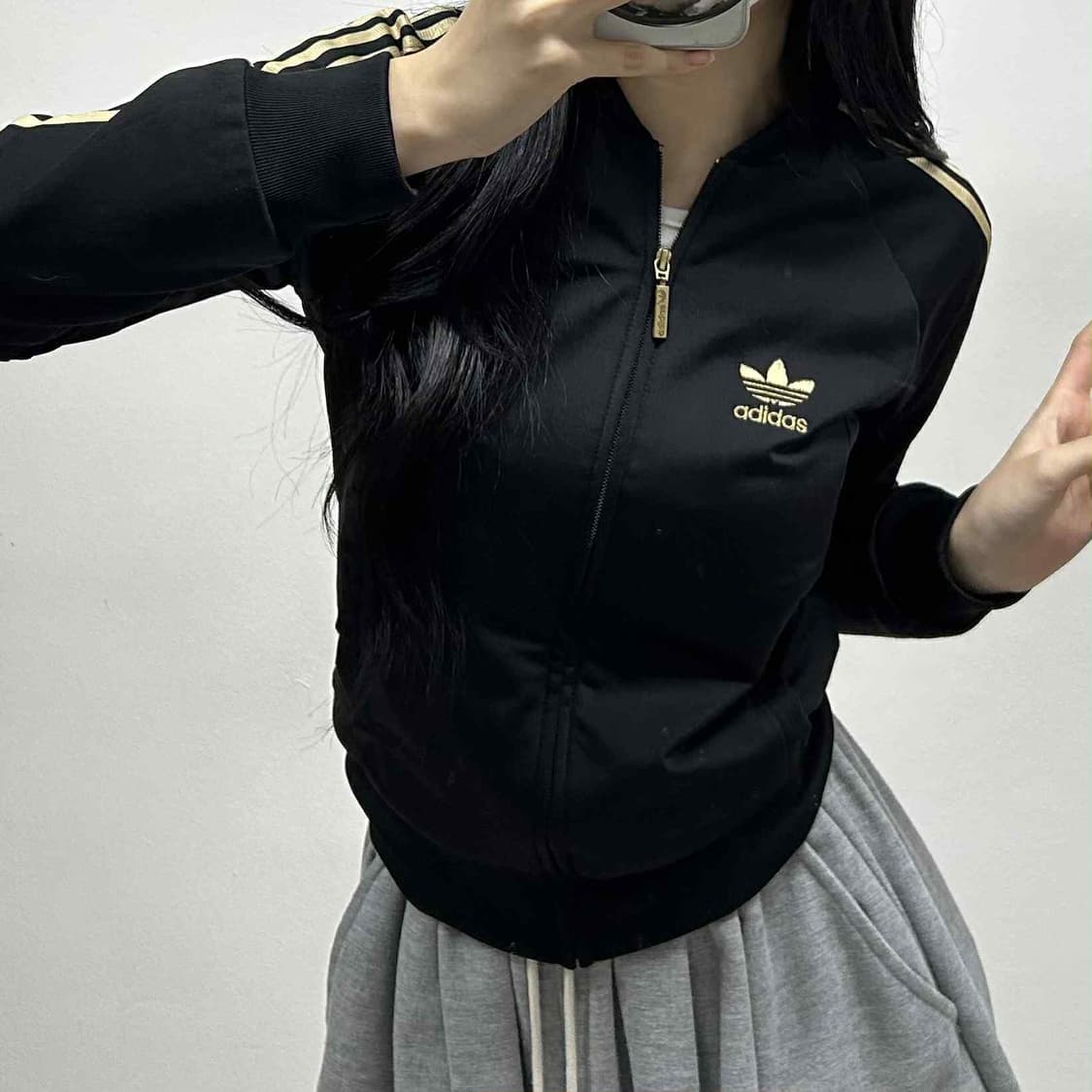 아디다스 검금 세미크롭 걸즈 트랙탑 희귀져지(90) 상품이미지1