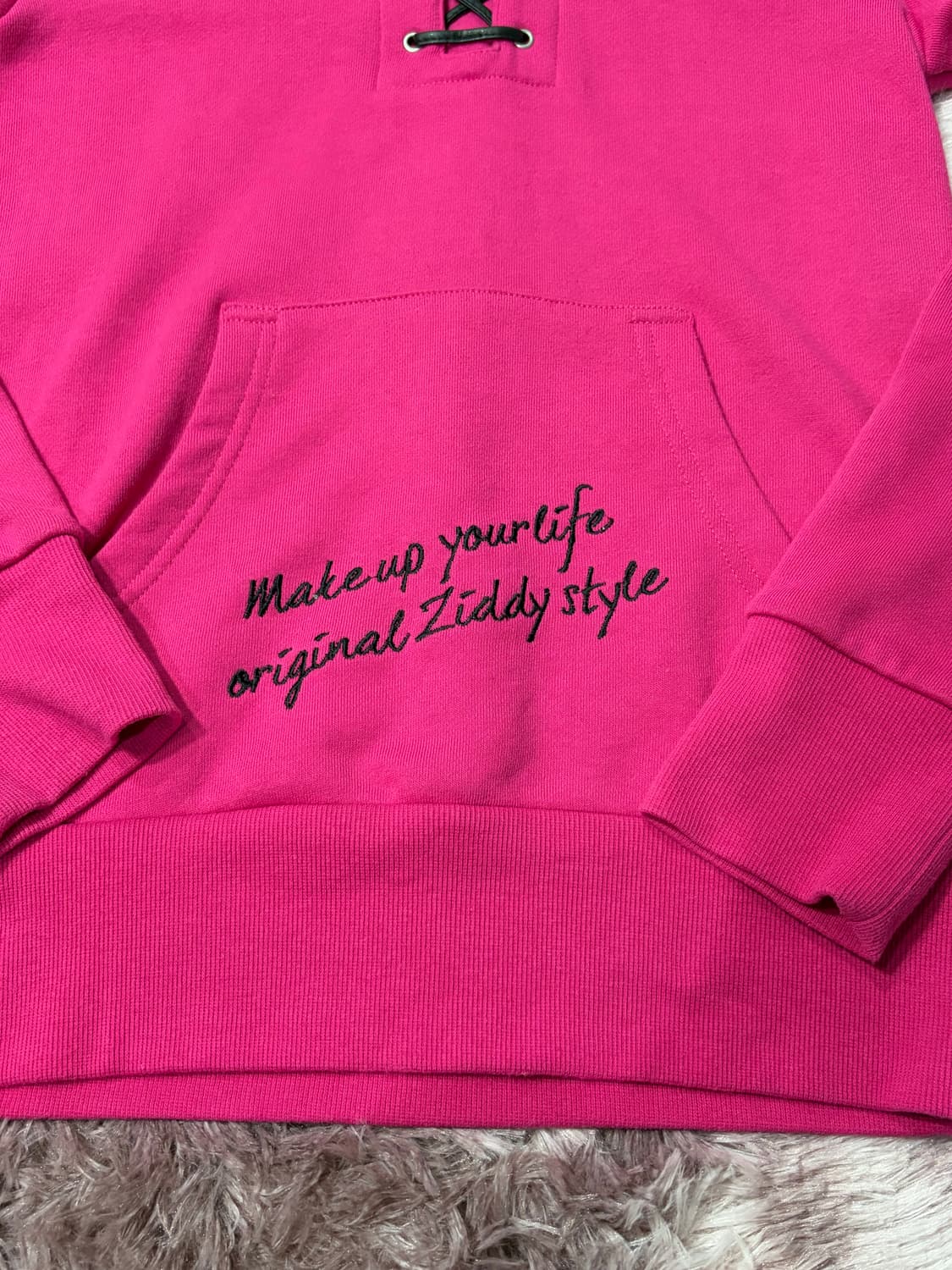 ziddy 와투케 핑크 아일렛 후드티 상품이미지2