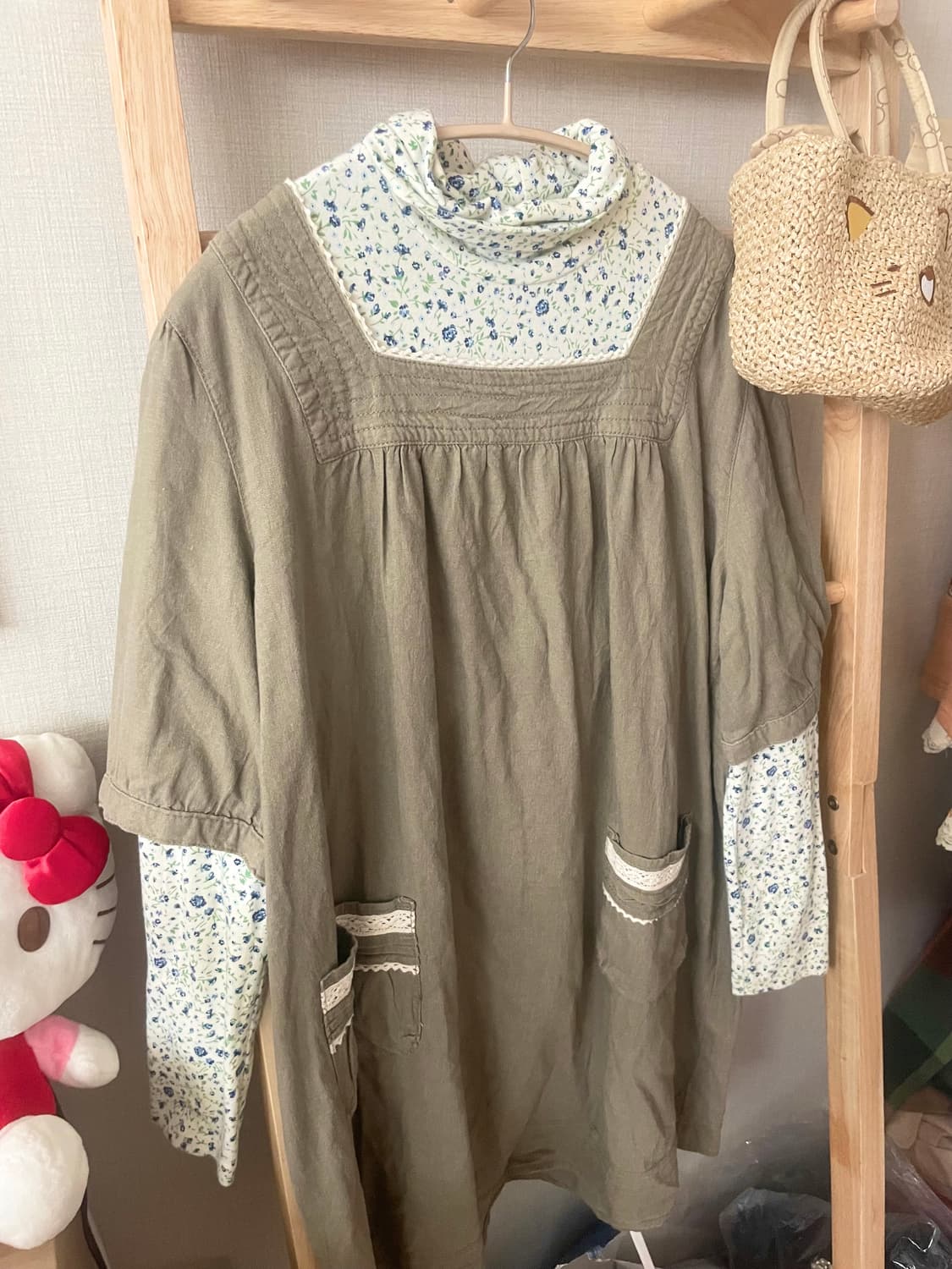 모리걸 빈티지 잔꽃 레이어드 원피스 set 🌸🤎 상품이미지2