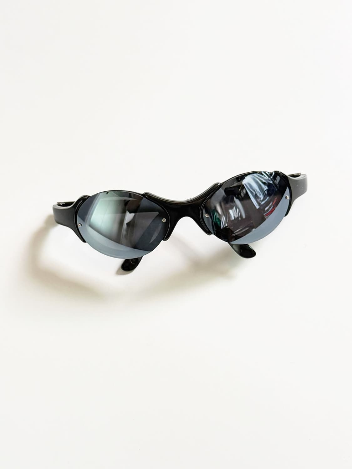 90s OXYGEN 블랙 랩 오벌 프레임 빈티지 선글라스 상품이미지2